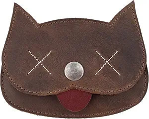 Vintage Cat Face Coin Purse | Creative Leather-Style Mini Wallet with Snap Closure | Cute Small Pouch for Coins & Cards (4.75" × 3.75")