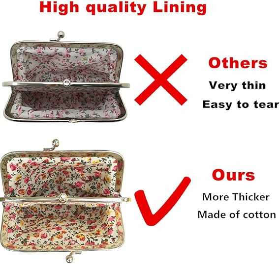 Vintage Floral Fabric Coin Purse with Dual Compartments | Double Kiss-Lock Change Purse for Women | Compact Retro Wallet
