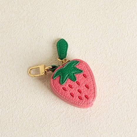 Mini Strawberry Coin Purse | Cute PU Leather Coin Pouch with Keychain Clip | Small Cartoon Zipper Wallet (2.56" × 2.17" × 0.98")