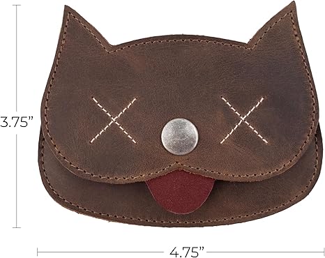 Vintage Cat Face Coin Purse | Creative Leather-Style Mini Wallet with Snap Closure | Cute Small Pouch for Coins & Cards (4.75" × 3.75")