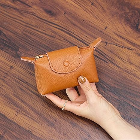 Genuine Leather Coin Purse with Key Ring | Earth Yellow Snap Wallet | Small Pouch with Inner Pocket (5.12" × 3.15" × 1.38")