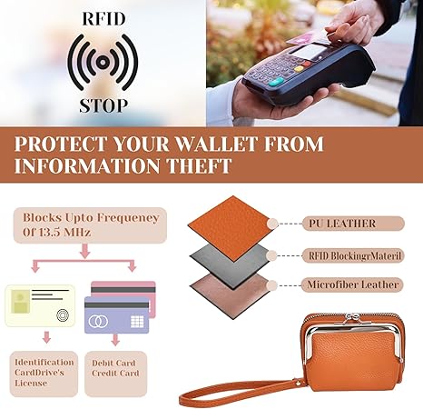 Large-Capacity Tri-Compartment PU Leather Coin Purse | Vintage Kiss-Lock Change Wallet with Zippered Pockets for Women (4.53" × 1.97" × 3.5")