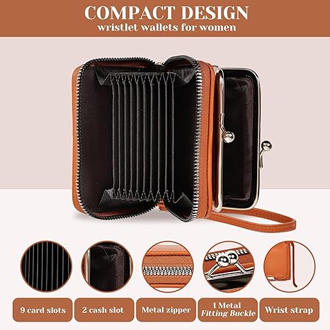 Large-Capacity Tri-Compartment PU Leather Coin Purse | Vintage Kiss-Lock Change Wallet with Zippered Pockets for Women (4.53" × 1.97" × 3.5")