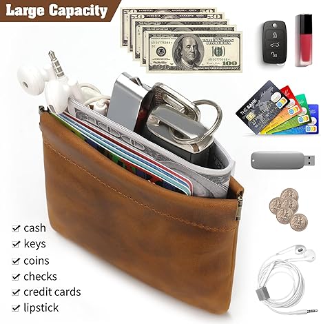 Vintage Minimalist PU Leather Coin Purse with Metal Kiss Lock | Unisex Compact Change Wallet | Pocket Pouch (4.13×4.72 inches)