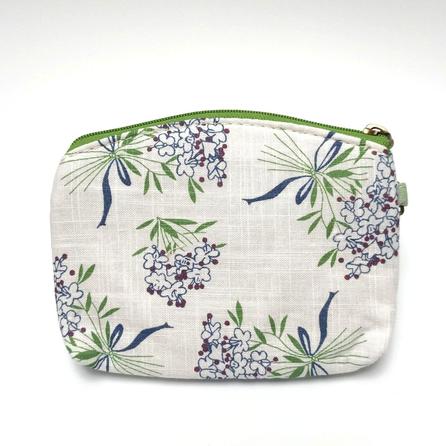 Floral Fabric Coin Purse with Bow | Double Zipper Wristlet Pouch | Cute Handmade-Style Small Wallet (Approx. 5.9" × 3.9")