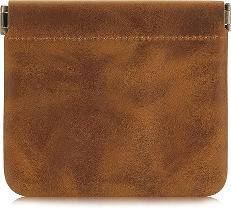 Vintage Minimalist PU Leather Coin Purse with Metal Kiss Lock | Unisex Compact Change Wallet | Pocket Pouch (4.13×4.72 inches)